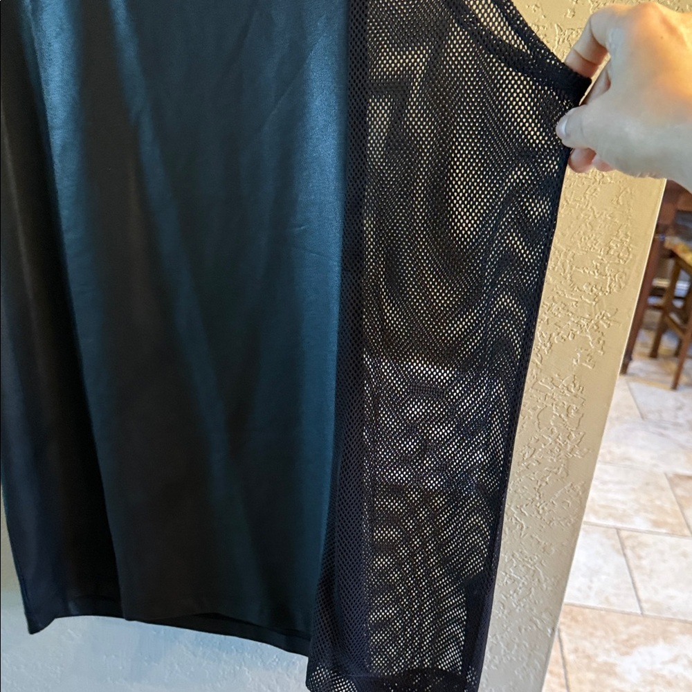 ASOS Design Mens Black Top Sleeveless Faux leather knit Mesh side Large - Picture 7 of 14
